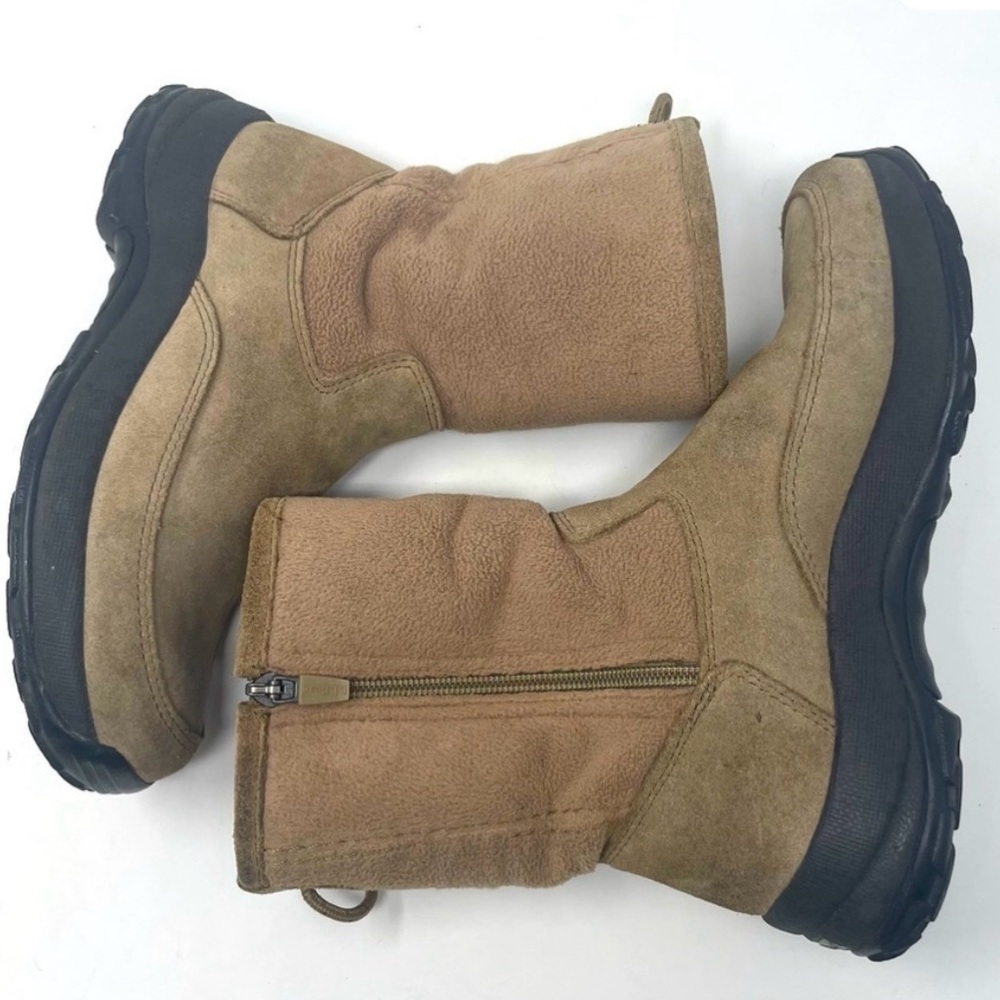 L.L. Bean Boots Winter Faux Leather Side Zip Up Tan Sz 6.5